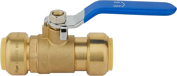 (Pack of 5) EFIELD 3/4 Inch Ball Valve for Push-Fit Full Port Ball Valve Blue Handle with a Disconnect Clip, UPC Certified (Blue),(PF-VALVE048-5PCS)