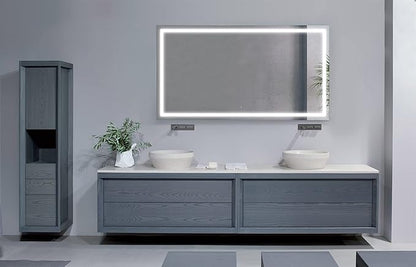 Krugg | Large 66 Inch X 36 Inch LED Bathroom Mirror | Lighted Vanity Mirror Includes Dimmer & Defogger | Wall Mount Vertical or Horizontal Installation