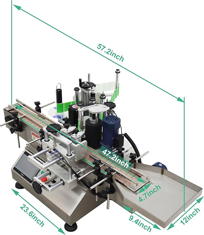 Automatic Round Bottle Labeling Machine Label Sticking Pasting Machine with Conveyor Bottle Diameter 0.78-4.72inch 360°Labeling
