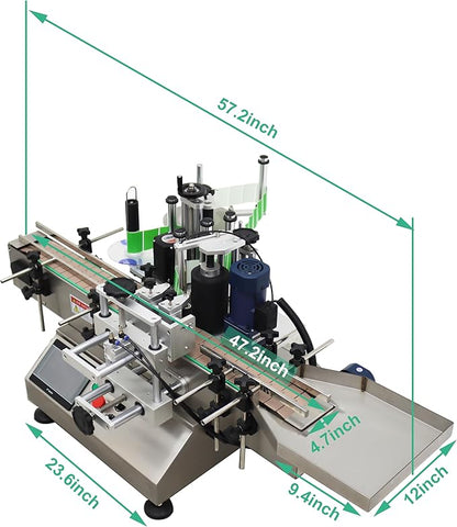 Automatic Round Bottle Labeling Machine Label Sticking Pasting Machine with Conveyor Bottle Diameter 0.78-4.72inch 360°Labeling