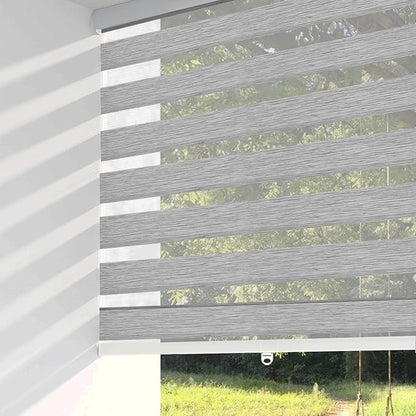 Shadesu Cordless Zebra Blinds for Windows, 22.5" W x 72" H, Grey, Dual Layer Free-Stop Zebra Shades, Light Control for Day and Night, Sheer Blinds for Indoor Windows, Bedroom, Kitchen