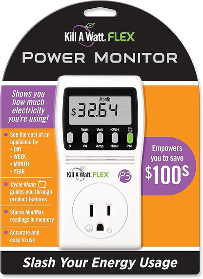 P3 International P4456 Kill A Watt Flex Plug-in Electricity Usage + Power Consumption Monitor, Watt Voltage Tester, Electrical Energy Saving Monitor with Auto Cost Calculator