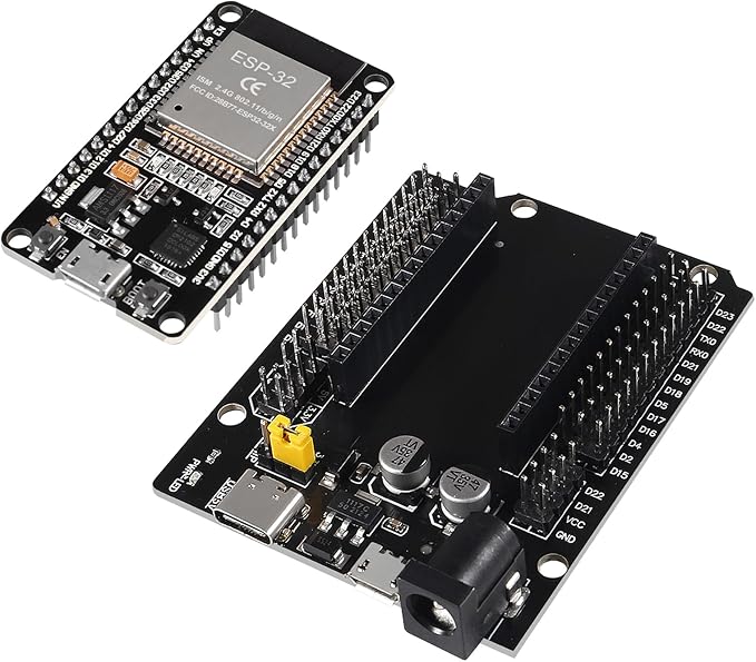3 Set ESP32 ESP-32S WiFi Development Board NodeMCU ESP-WROOM-32 Microcontroller with ESP32 GPIO Breakout Board 30Pin Type-C Micro USB Dual Interface ESP32 Shield 30P Expansion Board