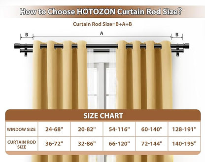 Double Curtain Rod 140 to 195 Inch, HOTOZON 1 Inch Heavy Duty Double Curtain Rods for Windows 128 to 191 Inches(10.6-15.9 ft), Telescoping Drapery Rod with Simple End Finials, Black