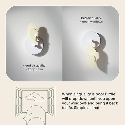 Birdie 2.0 - Design Indoor CO2 Monitor - Air Quality Meter for Home & Office - Promotes Mental & Physical Health - Modern Interior Decor - Reducing Health Risks with Clean Air (Dune, FullBirdie)