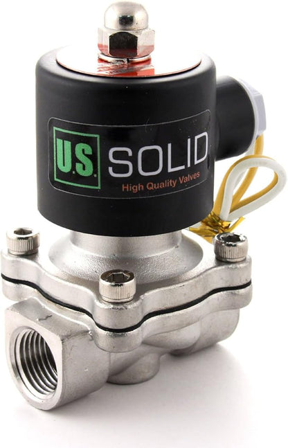 U.S. Solid Stainless Steel Electric Solenoid Valve 110VAC Normally Closed Air Water (1/2 Inch)