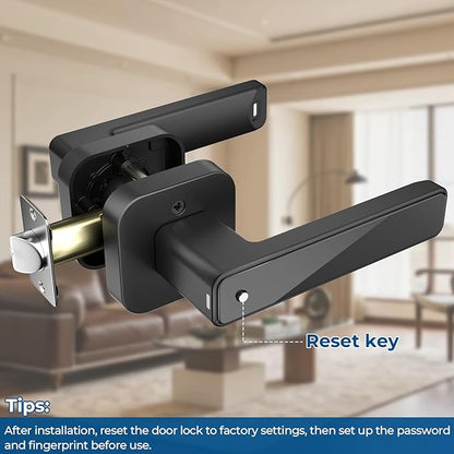 FITNATE Smart Fingerprint Door Lock, Keyless Entry Door Lever with APP, IC Card, Code, Key & Biometric Unlock for Bedroom, Home, Hotel, Office, Apartment