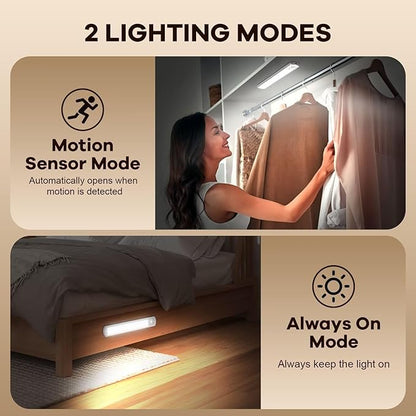 BIAT Under Cabinet Lights, 80 LED Motion Sensor Indoor, Rechargeable Closet Lights with 3 Color Temps, Dimmable