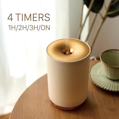 Fabric Essential Oil Diffuser, 110ml Aroma Diffuser with Night Light, 2 Mist Modes, 3 Light Settings, 4 Timer Modes, Auto Shut-Off, for Home Office Bedroom Decor
