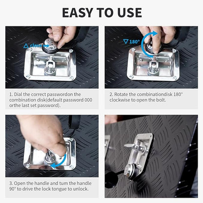 Combination Truck Tool Box Lock Replacement, 3 Digit Combination Lock Keyless Security Folding T-Handle Latch Standard US General for Trailer Toolbox RV Camper Motorhome Patrol Car