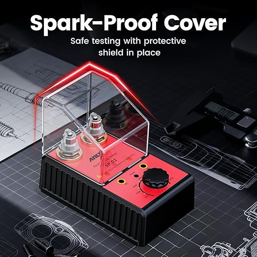 ANCEL SP02 Spark Plug Tester Automotive Engine Ignition Coil Tester Dual Holes 0 to 6000RPM Adjustable Working Frequency Car Spark Plug Gap Tool