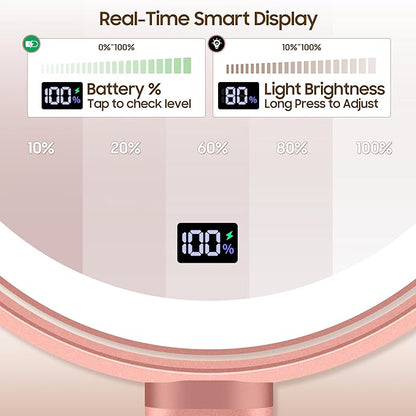 Makeup Magnifying Mirror with Light 30X/1X, Digital Display, 2-Sided Touch Control, Makeup Mirror with 3 Color Lights,360° Rotate, Height Adjustable Lighted Magnifying Mirrors for Desk Travel