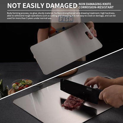 Katuchef Titanium Cutting Board 2025 New Upgrade Pure Titanium Cutting Boards for Kitchen Double Sided Cutting Boards Non Toxic,Hygiene Durable Chopping Board Suitable for Dishwasher Safe(15.35*11.02)