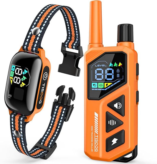 Dog Shock Collar - 3300FT Dog Training Collar with Remote, IPX7 Waterproof Electric Dog Collar with 4 Training Modes, Security Lock, Rechargeable E-Collar for Small Medium Large Dogs (Orange)