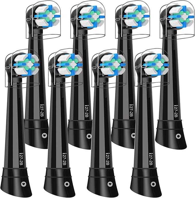 8 Pack Smart Cleaning IO Replacement Heads Compatible with Oral B iO 2 3 4 5 6 7 8 9 10 Series Electric Toothbrush, Brush Heads Compatible with Oral B iO Electric Handles Black
