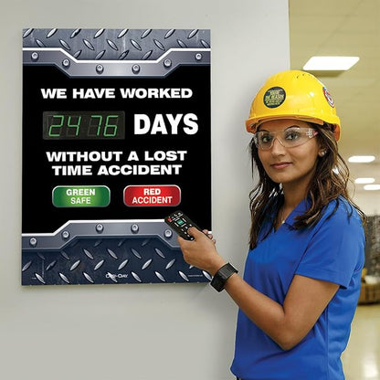Accuform SCK104 Aluminum Digi-Day2 Electronic Safety Scoreboard, WE Have Worked #### Days Without A Lost TIME Accident - Green Safe/RED Accident"