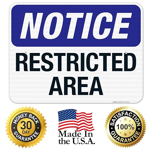 Notice Restricted Area Sign, 18x24 Inches, 3M EGP Reflective .080 Aluminum, Fade Resistant, Made in USA
