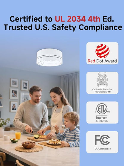 Heiman Smart Carbon Monoxide Detector, Wi-Fi Nano CO Alarm, ETL Listed Real-Time Push Notifications Battery Powered, Test-Reset Button, 2034 Standards, 10-Year Figaro Sensor, Portable for Trave