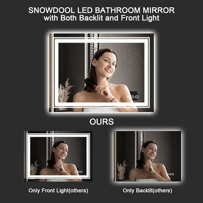 LED Bathroom Mirror, 88"x38" with Front and Backlit, Anti-Fog, Large Bathroom Vanity Mirror for Wall, Memory Function, Stepless Dimmable, Tempered Glass (Horizontal/Vertical)