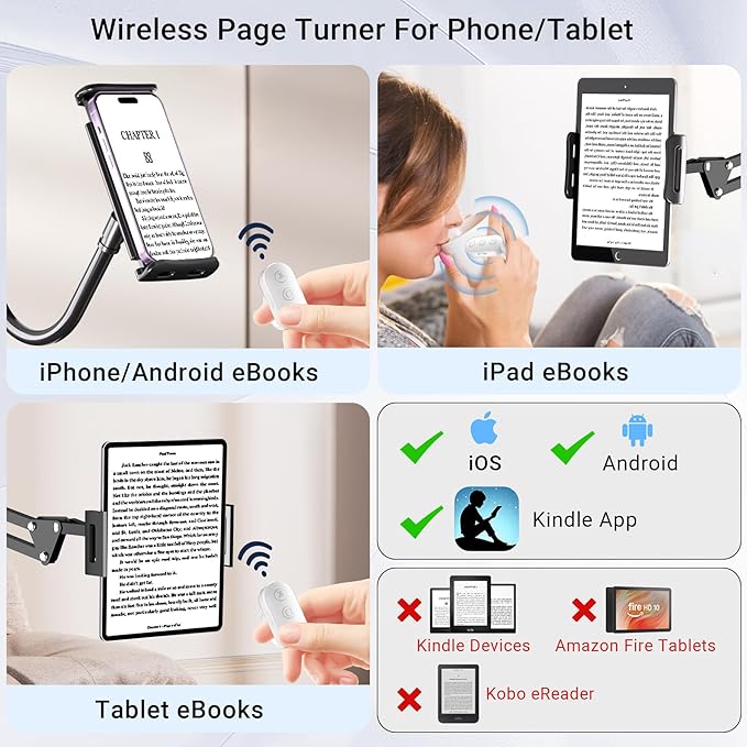 Scrolling Ring Remote for TikTok YouTube IG Shorts Video Landscape Portrait, Fingertip Wireless Scroller Page Turner Clicker for Kindle APP Compatible with iPhone iPad Android Phone Tablet (White)