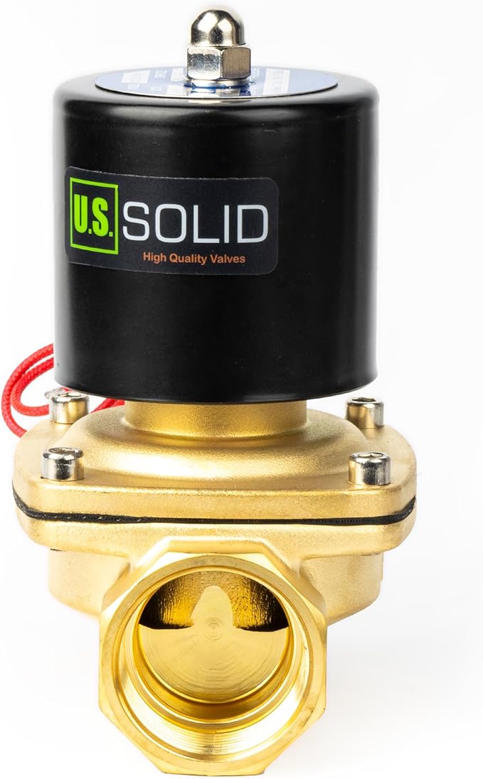 U.S. Solid 1-1/4" Solenoid Valve - 110V AC Brass Electric Solenoid Valve, Normally Closed, Viton Seal