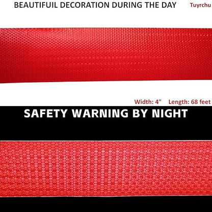 Red Reflective Tape Outdoor Waterproof 4 inch Wide, High Visibility Warning Safety Industrial Marking Tape (68 feet)