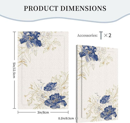 Decorative Light Switch Cover Plate Rustic Blue Flower Floral Gold Leaf 1 Gang No Device Single Blank Outlet Covers Wall Plates for Electrical Outlets Faceplate for Bedroom Home Decor