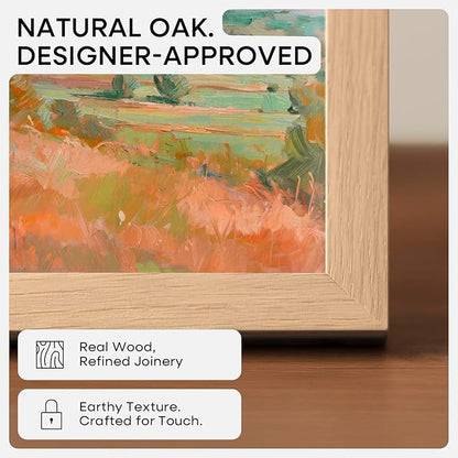 Homeforia 9x11 Picture Frame Wood, High End Natural Oak 9 x 11 Light Wooden Frames with Mat 6 by 8 in Photo, 9by11 Frame Matted to 6x8 Print, Wall or Tabletop Frame, Tempered Glass, Wall Kit, Set of 1