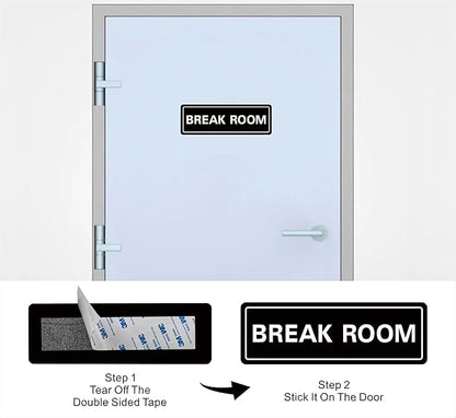 Break Room Sign - Premium Durable Acrylic Material, Super Strong Adhesive, Quick Installation, Suitable for Your Home and Business (9x3 Inches, Black)