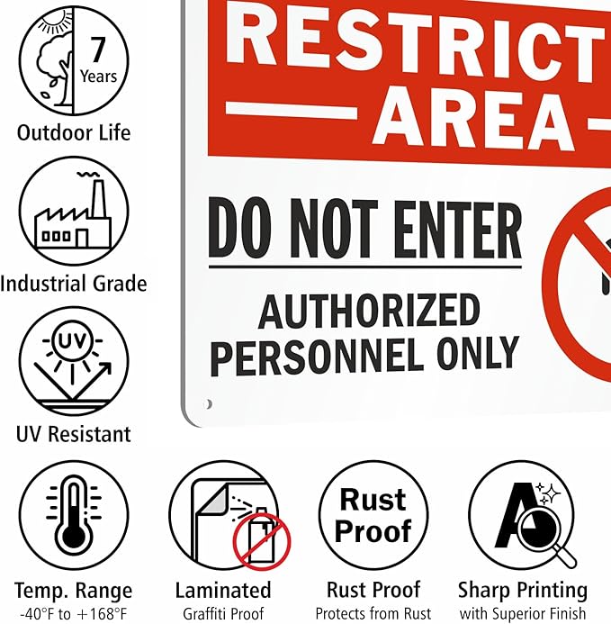 SmartSign 2-Pack 'Restricted Area Do Not Enter Authorized Personnel Only' OSHA Metal Sign - 10" x 14", 40 mil Laminated Rustproof Aluminum, Fade-Resistant, Red, Black and White, Made in USA