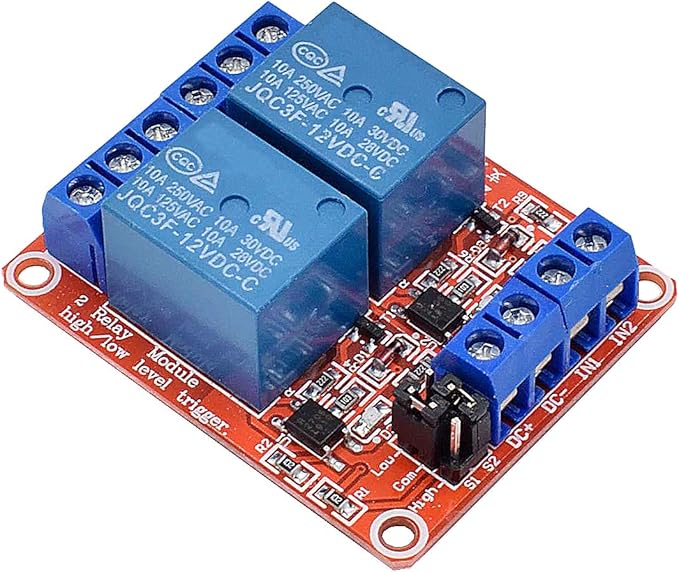 [2-Pack] DC 12V Relay Module 2-Channel Relay Switch with Optocoupler Isolation High/Low Level Trigger