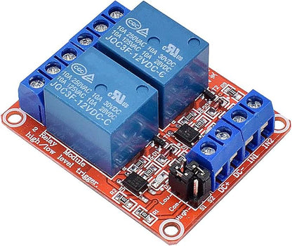 [2-Pack] DC 12V Relay Module 2-Channel Relay Switch with Optocoupler Isolation High/Low Level Trigger