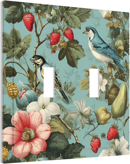 William Morris Flower 2 Gang Double Toggle Wall Plate Cover Decorative Light Switch Covers Electrical Faceplate Switch Plates for Bathroom Kitchen Home