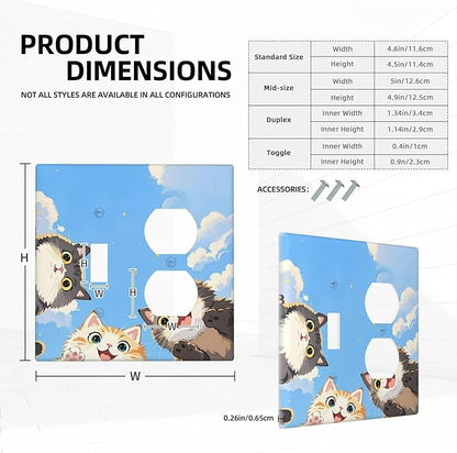 Wallplates Orange Gray Cute Cat Sky Cloud Cat S Paw 1 Toggle 1 Duplex Switch Plate Electrical Gfci Faceplate Decorative Light Switch Covers For Kids Room Nursery Decor