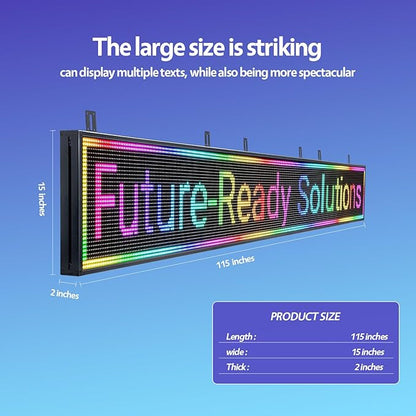 Outdoor Digital Scrolling Programmable Led Sign customizable Waterproof Business USB Wifi Control Display Pantalla Publicidad Word Bright Open Message Board Text (115"X14")