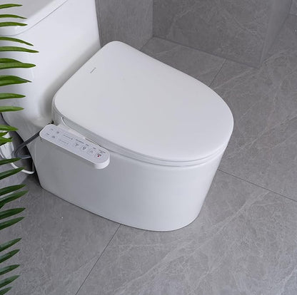 Aquatiz Elongated Smart Toilet Seat, Electronic Heated Toilet Seat, Self-Cleaning Nozzle, Temperature Controlled Wash, Air Dryer, Deodorizer, LED Light, Multi-mode Wash, (Panel Control)