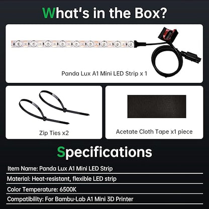 BIQU Panda Lux Compatible with Bambu-Lab A1 Mini LED Light Strip Easy Installation High Brightness Light Bar