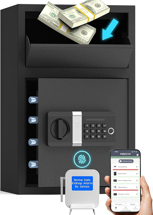 FORFEND Smart Home Safe | WiFi Safe Box App Lock/Alarm | Voice Command, Kidnap Alarm, Tamper Detect, Frozen Mode, Sub Account| Digital Safe Anti Theft