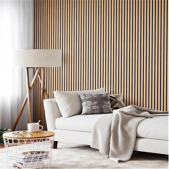 Wood Panels for Wall - Oak Acoustic Wall Panels - 4PK Wall Wood Panels - 94.49” x 12 - Soundproof Wall Panels for Decor - Acoustic Slat Wood Wall Panels for Interior Decoration of Walls (Oak) (Oak)
