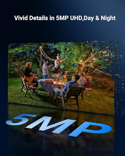 5MP Solar Security Camera Outdoor, Wireless Battery Powered Security Camera with 360°View, Pan and Tilt, Color Night Vision with Floodlight,PIR Human Detection,Compatible with Alexa