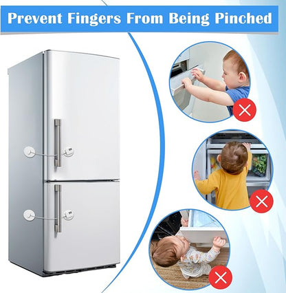 4PCS Refrigerator Locks Combination, Drill-Free Refrigerator Door Lock Fridge Lock Combination with Password, Mini Digital Refrigerator Lock for Freezer Door Lock (White)
