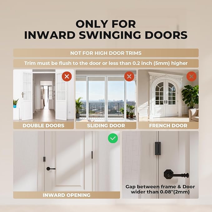 4 Pack Home Security Door Reinforcement Lock, Childproof Safety Door Lock Latch Stopper, Removable Screw-Mounted, Prevent Home Unauthorized Entry, Aluminum Construction, Withstands 800 lbs