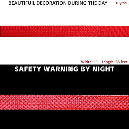 Reflective Tape Red 1 inch, Outdoor Waterproof High Visibility Warning Industrial Marking Tape, Safety Stickers (68 feet)