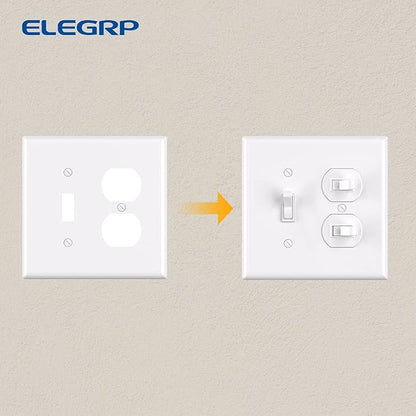 Combination Wall Plate ELEGRP 1-Toggle Light Switch 1-Duplex Receptacle Outlet Combination Wall Plate Cover, Mid-Size 4.88" x 4.94" Unbreakable Thermoplastic Faceplate Cover, UL Listed (1 Pack, white)