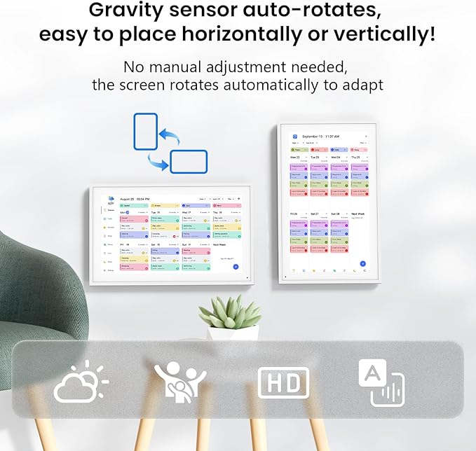 Digital Calendar Schedual Planning Calendar, Chore Chart Task & Rewards for Parent-child 1920 x 1080P Full HD Interactive Touchscreen Smart Family Planner, Wall & Desk Mountable (White, 15.6inch)