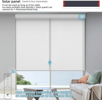 SmartWings Motorized Light Filtering Shades, Work with Matter Thread Apple Homekit Google Z-Wave Alexa, 70% Blackout Smart Window Blinds Translucent, Cordless with Remote Control, Essential White