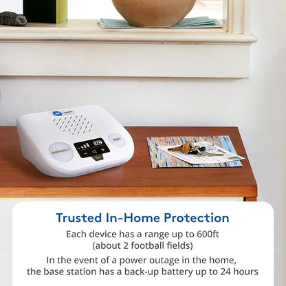 ADT Medical Alert Plus - in-Home Medical Alert System for Seniors - Cellular 4G Coverage, 600ft Pendant Range, Home Temperature Monitoring, 24/7 U.S. Based Monitoring (White Wristband)