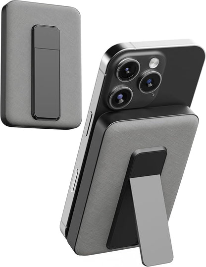 myCharge CliqLuxe 10,000mAh Wireless Magnetic Power Bank - Qi2.2 25W Ultra-Fast Wireless Charging | with Stand | 20W PD USB-C Port | Digital Battery Display | Premium Grey Fabric (Without Wall Plug)