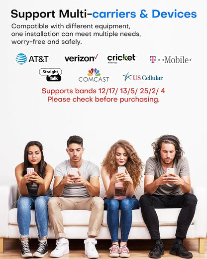 Cell Phone Signal Booster for Home up to 3000 Sq.Ft | Boost 4G 5G Cellular Signal Amplifier 65dB for T-Mobile, AT&T Verizon All U.S Carriers with 2 Indoor Antennas Band 12/17/13/5/25/2/4