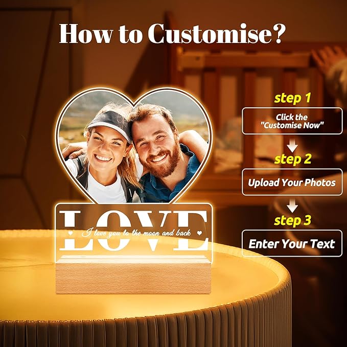Custom Picture Frames, Personalized Photo Frame, Customized Picture Frame, Personalized Anniversary Valentines Day Gifts for Women Men Him Her Girlfriend Boyfriend Couple Wife